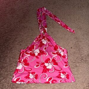 Pink Floral Halter Top